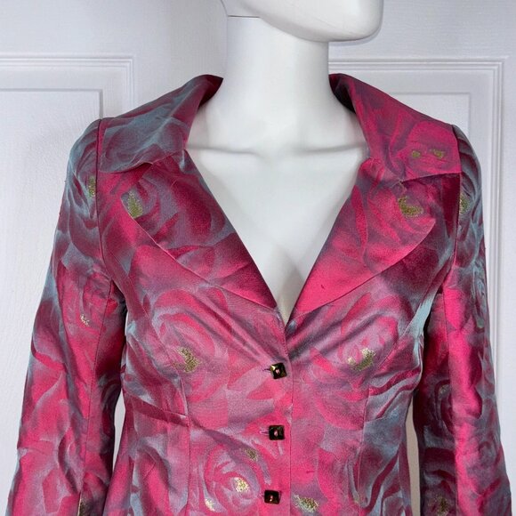 ISABELLE ELIE BOUTIQUE women's silk floral blazer small - Picture 2 of 2